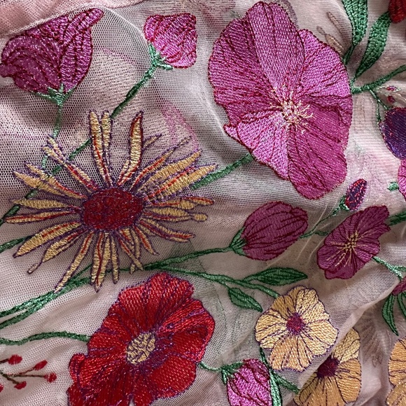 Love & Lemons pink floral embroidered maxi dress with slip - Picture 5 of 5